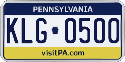 PA license plate KLG0500