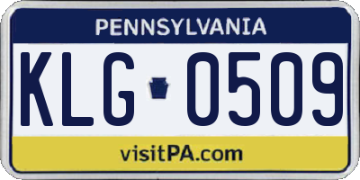 PA license plate KLG0509