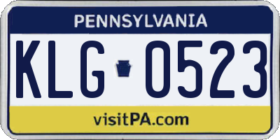 PA license plate KLG0523
