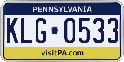 PA license plate KLG0533
