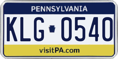 PA license plate KLG0540
