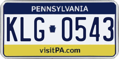 PA license plate KLG0543