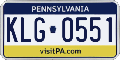 PA license plate KLG0551