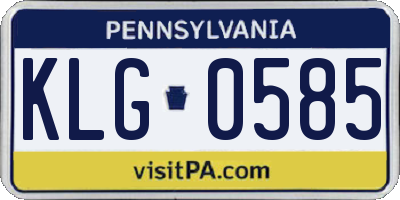 PA license plate KLG0585