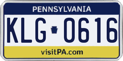 PA license plate KLG0616