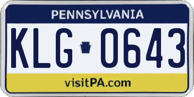PA license plate KLG0643