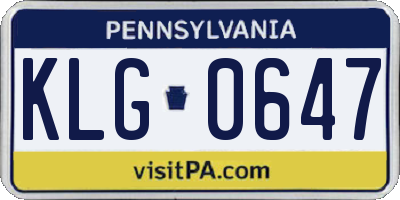 PA license plate KLG0647