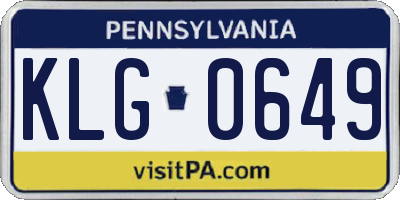 PA license plate KLG0649