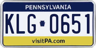 PA license plate KLG0651