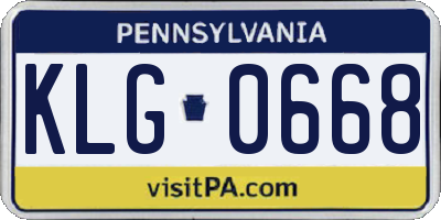 PA license plate KLG0668