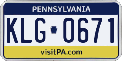 PA license plate KLG0671