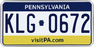 PA license plate KLG0672