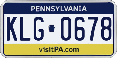 PA license plate KLG0678