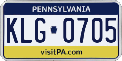 PA license plate KLG0705