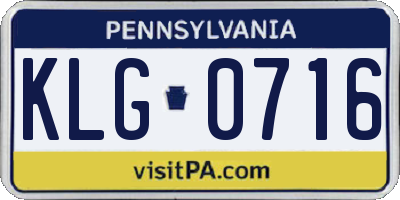 PA license plate KLG0716