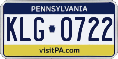 PA license plate KLG0722