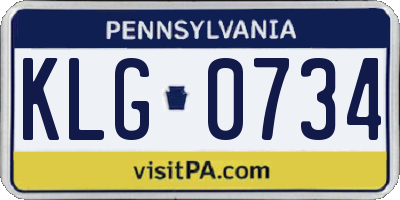 PA license plate KLG0734