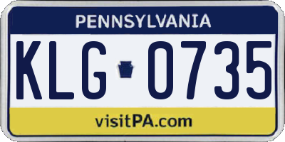 PA license plate KLG0735