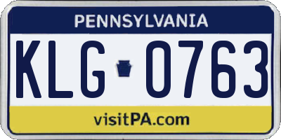 PA license plate KLG0763