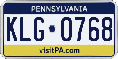 PA license plate KLG0768