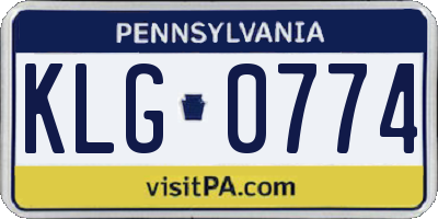 PA license plate KLG0774