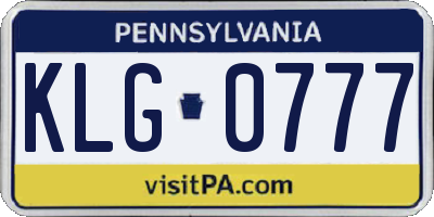 PA license plate KLG0777