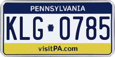PA license plate KLG0785