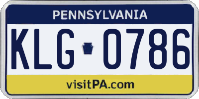 PA license plate KLG0786