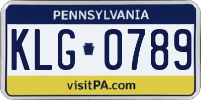 PA license plate KLG0789
