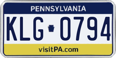 PA license plate KLG0794