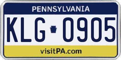 PA license plate KLG0905