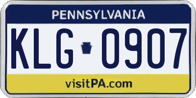 PA license plate KLG0907