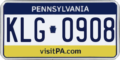 PA license plate KLG0908