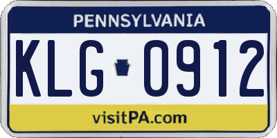 PA license plate KLG0912