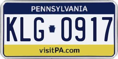 PA license plate KLG0917