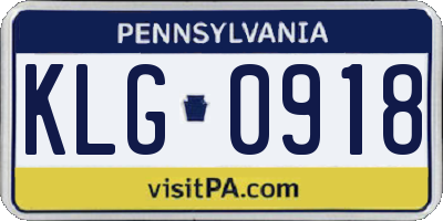 PA license plate KLG0918