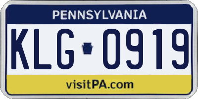 PA license plate KLG0919