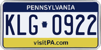 PA license plate KLG0922