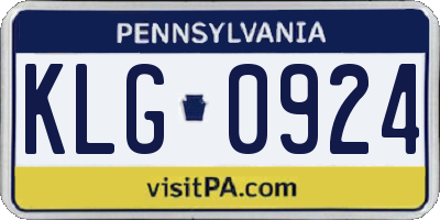 PA license plate KLG0924