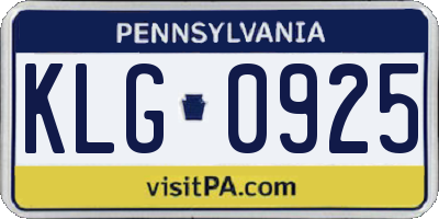 PA license plate KLG0925
