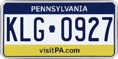 PA license plate KLG0927