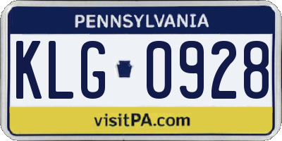 PA license plate KLG0928