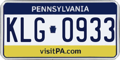 PA license plate KLG0933