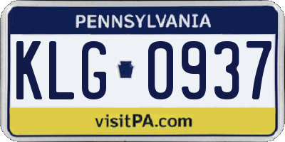 PA license plate KLG0937