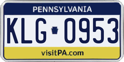 PA license plate KLG0953