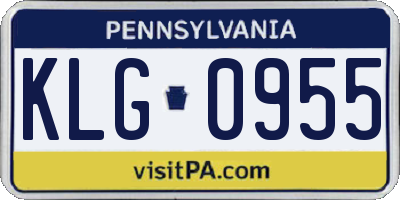 PA license plate KLG0955
