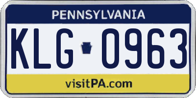PA license plate KLG0963