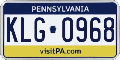 PA license plate KLG0968