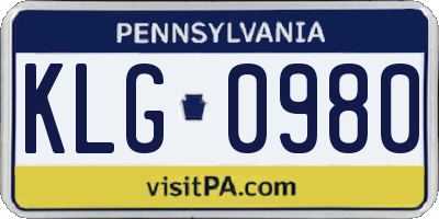 PA license plate KLG0980