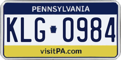 PA license plate KLG0984